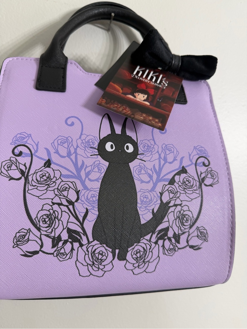 Studio Ghibli Kiki's Delivery Service Jiji Bow Floral Mini Satchel Bag - Picture 2 of 8
